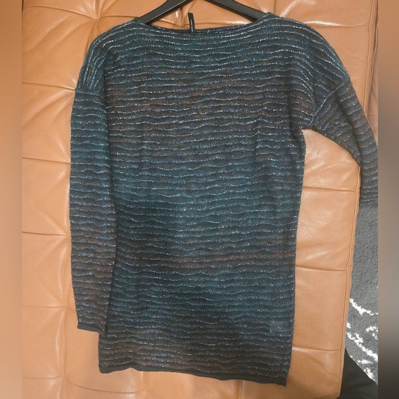 NWOT Sarah Pacini Green & Brown Long loose-fit Merino & Mohair sweater One Size - Picture 8 of 12
